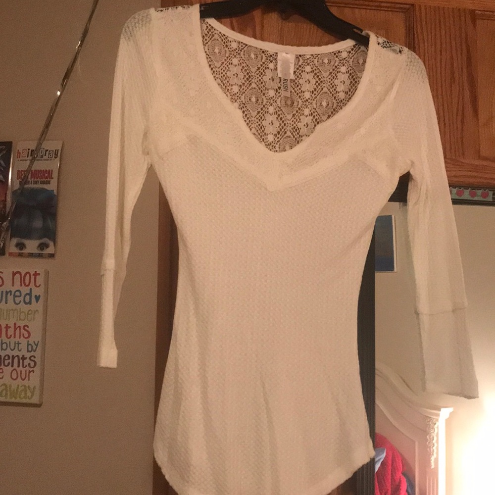 White Shirt with lace detailing NWOT